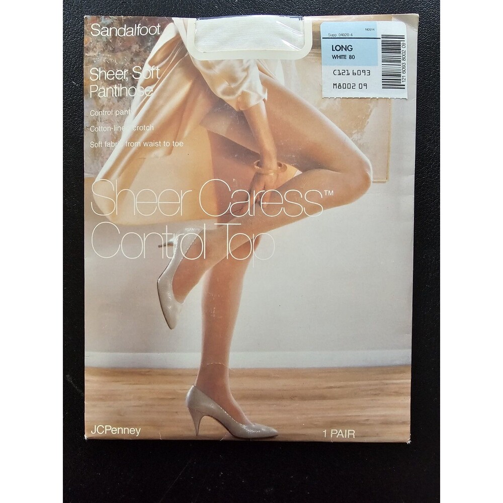 JCPenney Sheer Caress Sheer Sandalfoot White Size Long